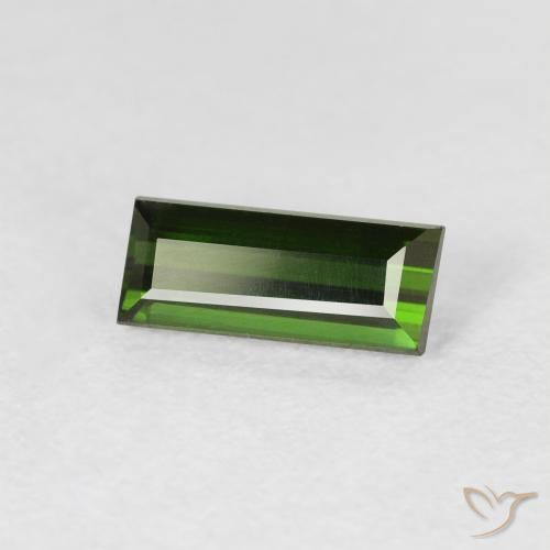 Turmalina Verde terroso natural de 0.87 ct, Corte Baguette, VVS