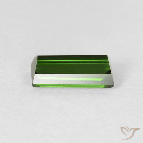 Turmalina Verde terroso natural de 0.87 ct, Corte Baguette, VVS