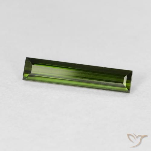 Turmalina Verde amarillento natural de 0.94 ct, Corte Baguette, VVS