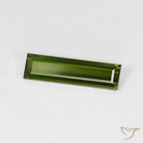 Turmalina Verde terroso natural de 0.83 ct, Corte Baguette, VVS