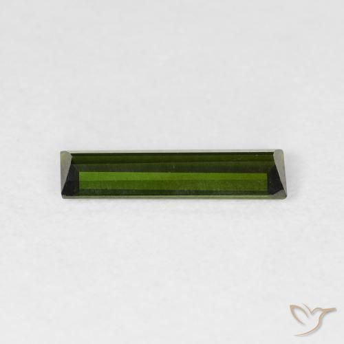 Turmalina Verde terroso natural de 0.83 ct, Corte Baguette, VVS
