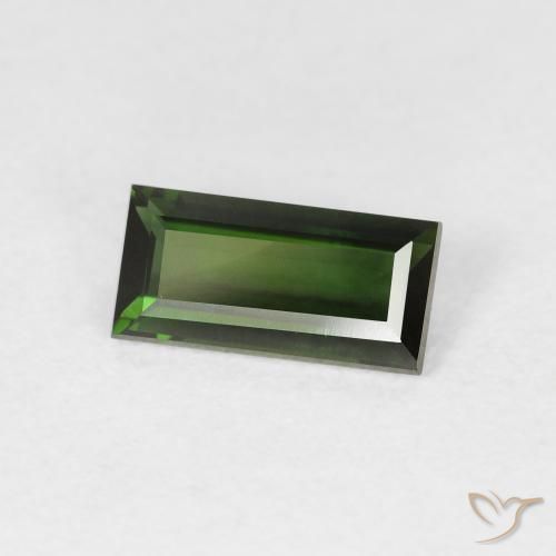 Turmalina Verde oscuro natural de 1.06 ct, Corte Baguette, VVS