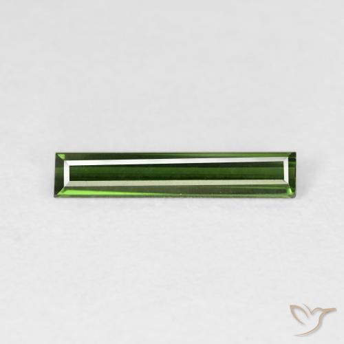Turmalina Verde oscuro natural de 0.72 ct, Corte Baguette, VVS