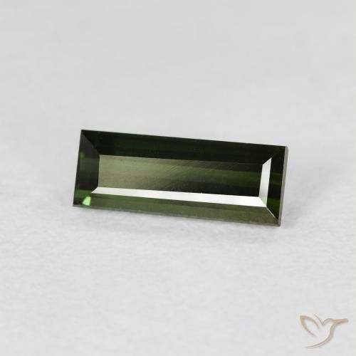 Turmalina Verde terroso natural de 0.84 ct, Corte Baguette, VVS
