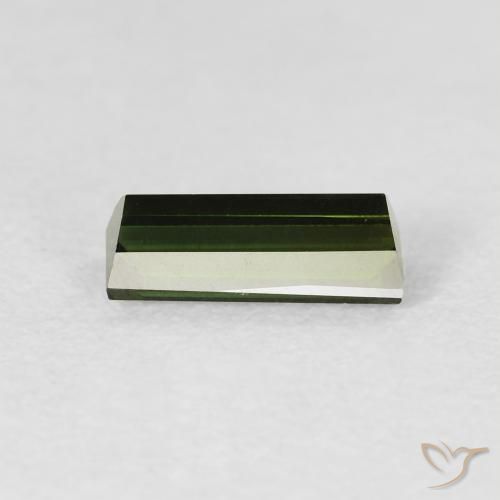 Turmalina Verde terroso natural de 0.84 ct, Corte Baguette, VVS