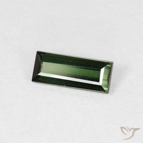 Turmalina Verde oscuro natural de 0.35 ct, Corte Baguette, VVS