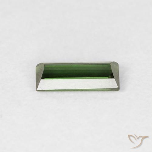 Turmalina Verde oscuro natural de 0.35 ct, Corte Baguette, VVS