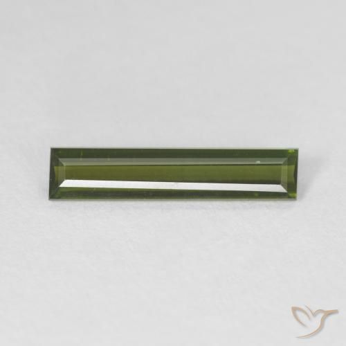 0.95ct Natural Verde terroso Turmalina, Corte Baguette, VVS