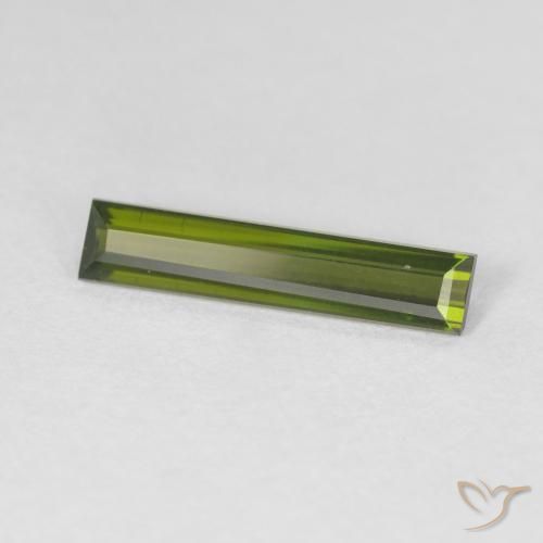Turmalina Verde terroso natural de 0.95 ct, Corte Baguette, VVS