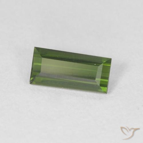 Turmalina Verde oscuro natural de 0.52 ct, Corte Baguette, VVS