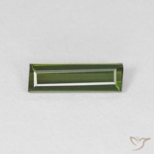 0.75ct Natural Verde oscuro Turmalina, Corte Baguette, VVS
