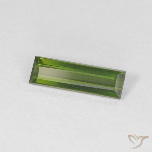 Turmalina Verde oscuro natural de 0.75 ct, Corte Baguette, VVS