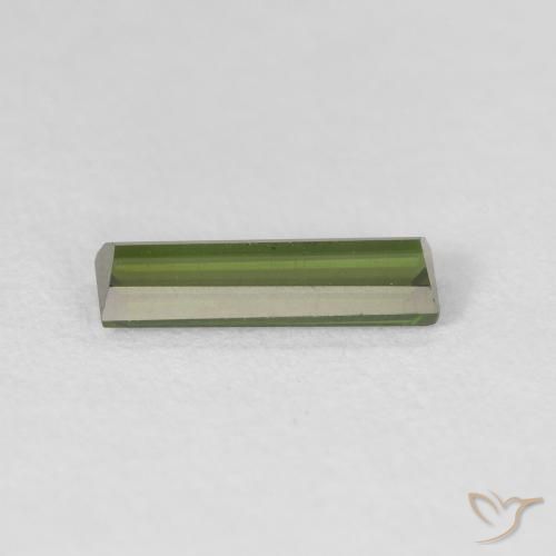 Turmalina Verde oscuro natural de 0.75 ct, Corte Baguette, VVS