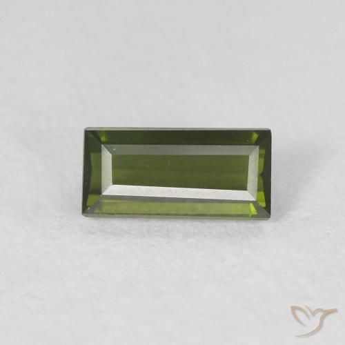 0.43ct Natural Verde oscuro Turmalina, Corte Baguette, VVS