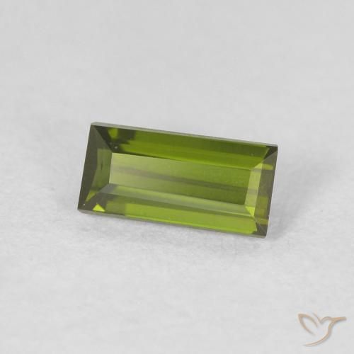 Turmalina Verde oscuro natural de 0.43 ct, Corte Baguette, VVS