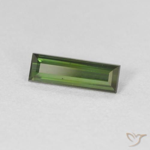 Turmalina Verde oscuro natural de 0.72 ct, Corte Baguette, VVS