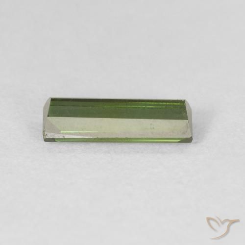 Turmalina Verde oscuro natural de 0.72 ct, Corte Baguette, VVS