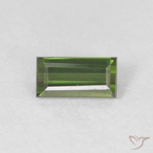 0.47ct Natural Verde oscuro Turmalina, Corte Baguette, VVS