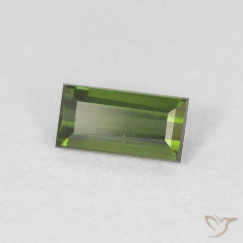 Turmalina Verde oscuro natural de 0.47 ct, Corte Baguette, VVS