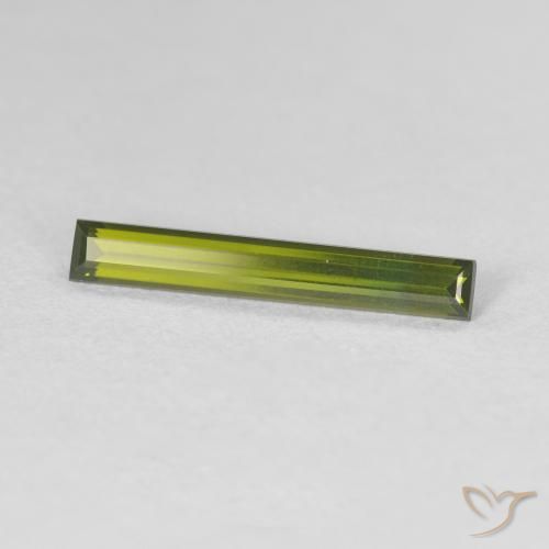 Turmalina Verde terroso natural de 0.62 ct, Corte Baguette, VVS