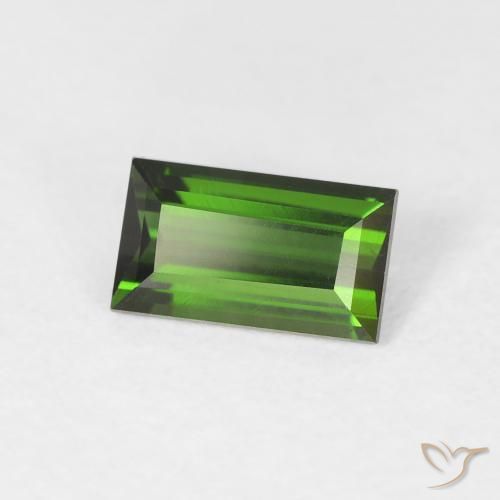 Turmalina Verde terroso natural de 0.82 ct, Corte Baguette, VVS