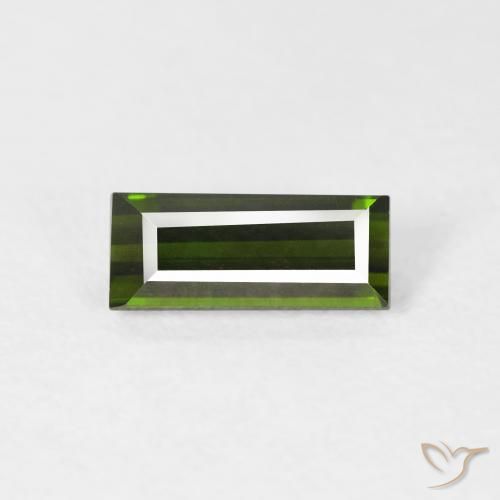 0.95ct Natural Verde bosque Turmalina, Corte Baguette, VVS
