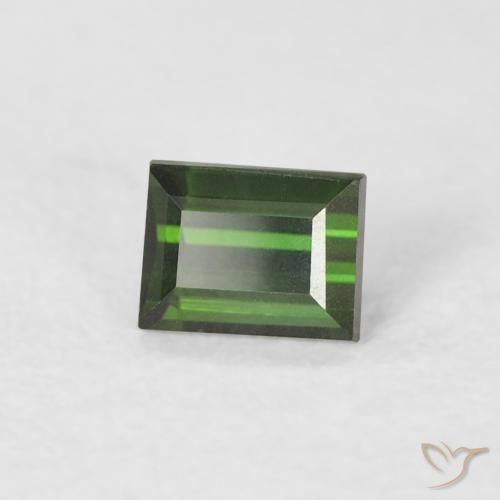 Turmalina Verde oscuro natural de 0.35 ct, Corte Baguette, VVS