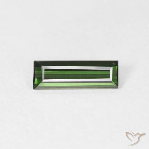 0.61ct Natural Verde oscuro Turmalina, Corte Baguette, VVS
