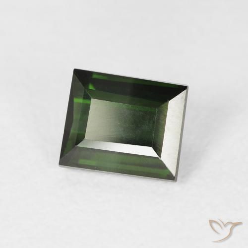 Turmalina Verde oscuro natural de 1.14 ct, Corte Baguette, VVS
