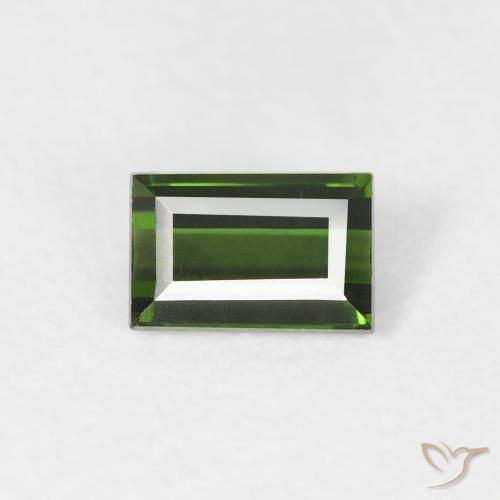 0.45ct Natural Verde terroso Turmalina, Corte Baguette, VVS