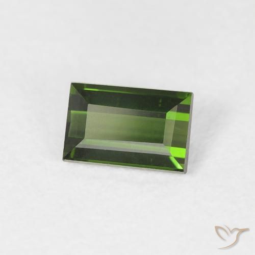 Turmalina Verde terroso natural de 0.45 ct, Corte Baguette, VVS