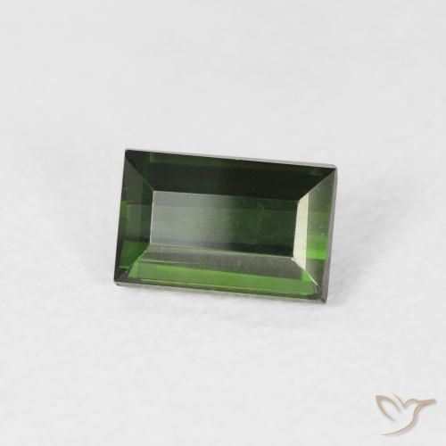 Turmalina Verde oscuro natural de 0.72 ct, Corte Baguette, VVS
