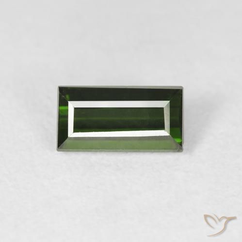 1.07ct Natural Verde terroso oscuro Turmalina, Corte Baguette, VS