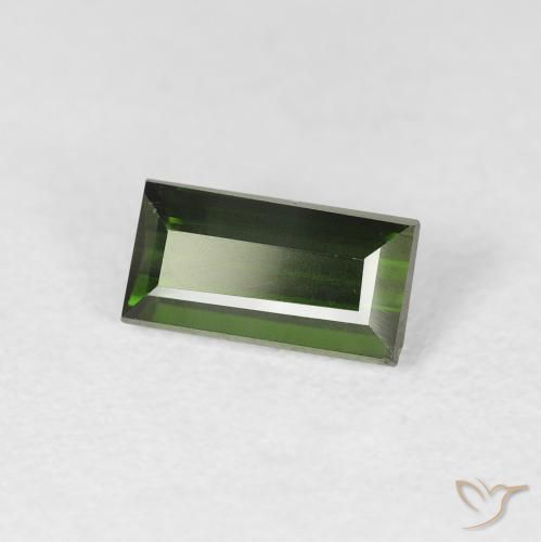 Turmalina Verde terroso oscuro natural de 1.07 ct, Corte Baguette, VS