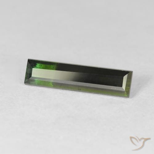 Turmalina Verde muy oscuro natural de 1.61 ct, Corte Baguette, VS
