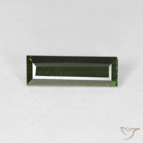 1.70ct Natural Verde oscuro turmalina, Corte Baguette, VS