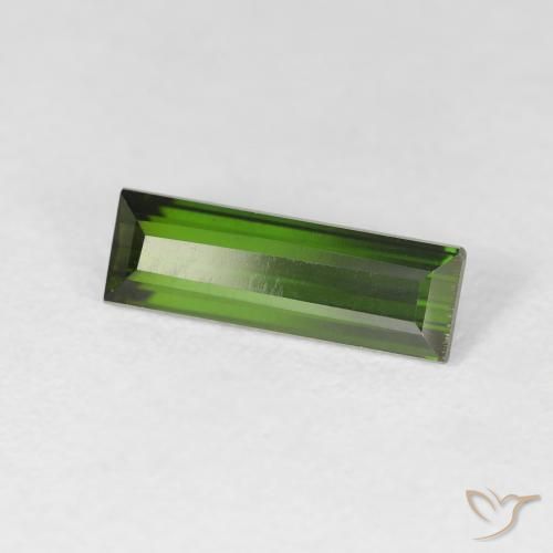 Turmalina Verde oscuro natural de 1.70 ct, Corte Baguette, VS