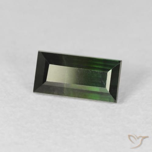 Turmalina Verde muy oscuro natural de 1.14 ct, Corte Baguette, VS