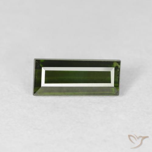Turmalina Verde oscuro natural de 1.01 ct, Corte Baguette, VS