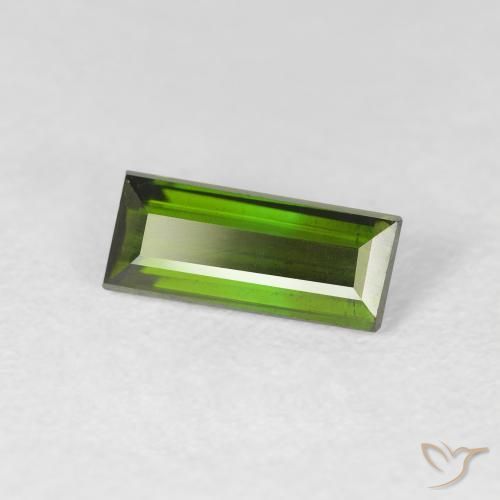 Turmalina Verde oscuro natural de 1.01 ct, Corte Baguette, VS