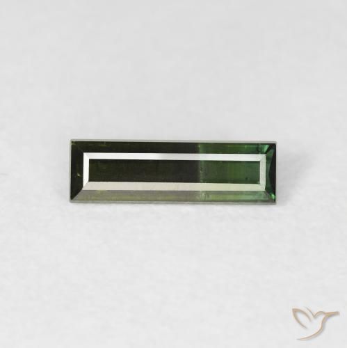 0.54ct Natural Verde muy oscuro Turmalina, Corte Baguette, VS