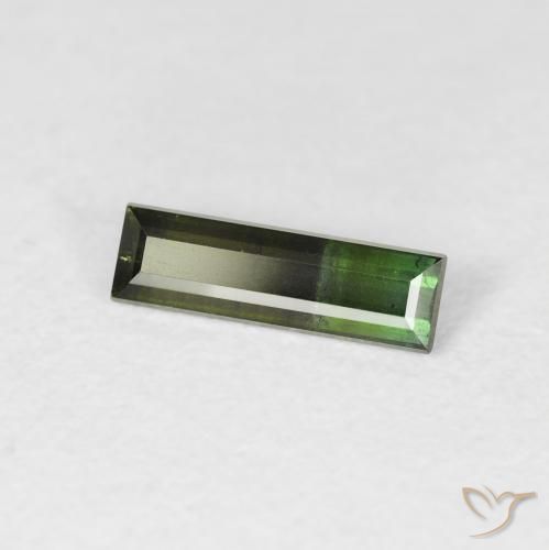 Turmalina Verde muy oscuro natural de 0.54 ct, Corte Baguette, VS