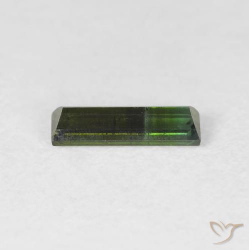 Turmalina Verde muy oscuro natural de 0.54 ct, Corte Baguette, VS