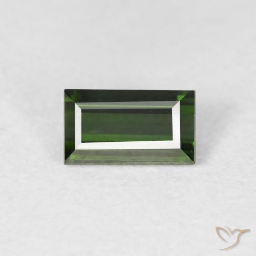 0.74ct Natural Verde muy oscuro Turmalina, Corte Baguette, VS