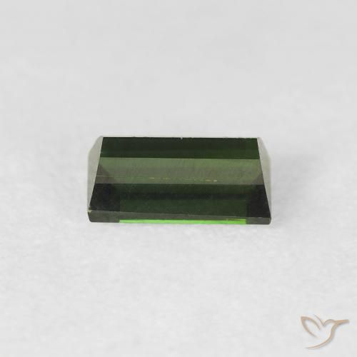 Turmalina Verde muy oscuro natural de 0.74 ct, Corte Baguette, VS