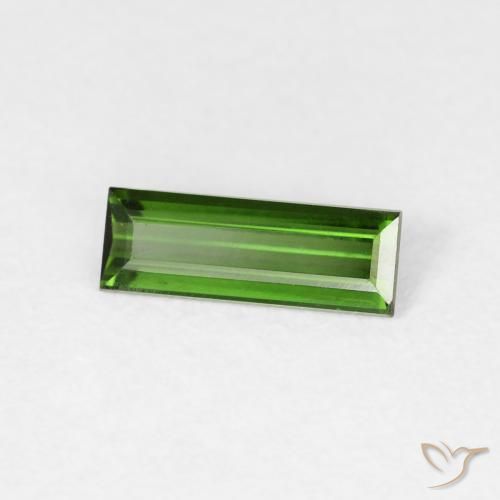 Turmalina Verde oscuro natural de 0.53 ct, Corte Baguette, VVS-VS
