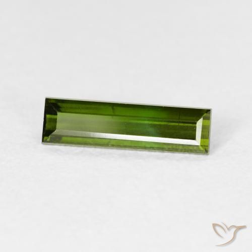 Turmalina Verde terroso natural de 0.83 ct, Corte Baguette, VVS-VS