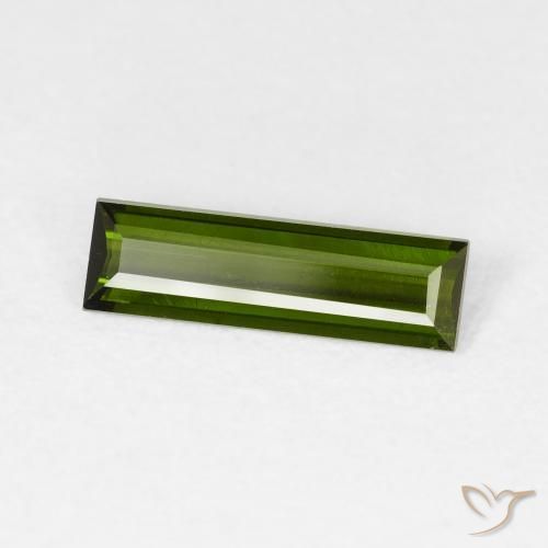 Turmalina Verde oscuro natural de 0.87 ct, Corte Baguette, VVS-VS