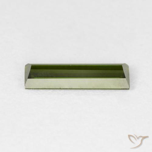 Turmalina Verde oscuro natural de 0.87 ct, Corte Baguette, VVS-VS