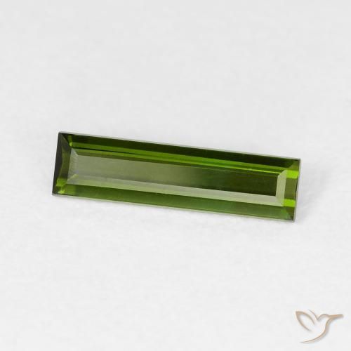 Turmalina Verde oscuro natural de 0.76 ct, Corte Baguette, VVS-VS